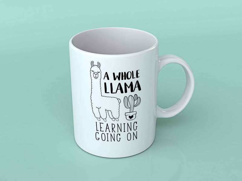 A whole llama learning going on coffee mug