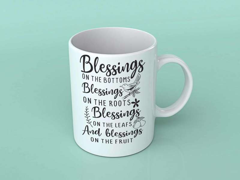 Blessings on the bottom coffee mug