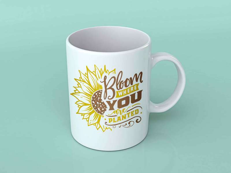 Bloom where you are planted sunflower coffee mug
