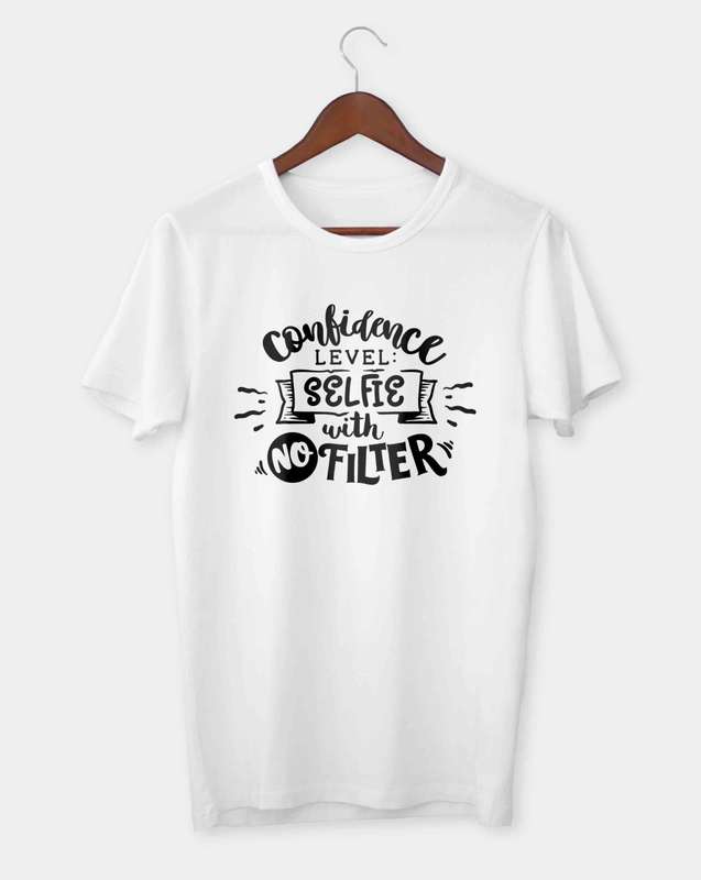 Confidence level selfie with no filter T-shirt