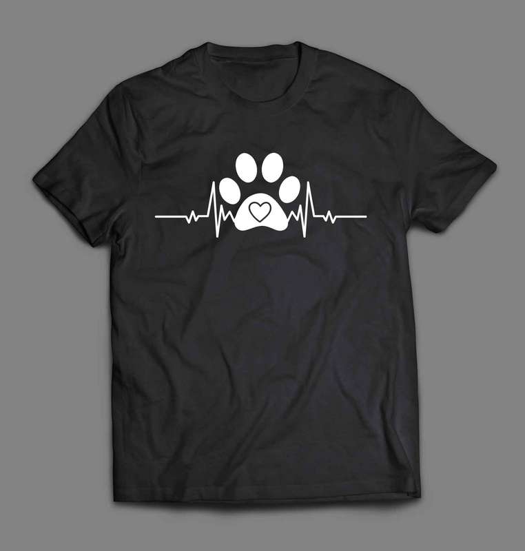 Dog paw and heartbeat T-shirt