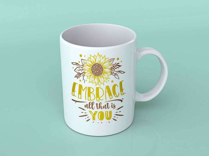 Embrace all that is you sunflower coffee mug
