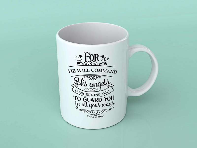 For he will command his angels coffee mug