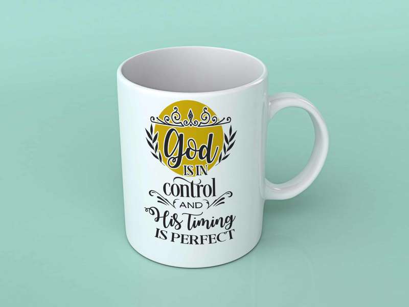 God is in control coffee mug