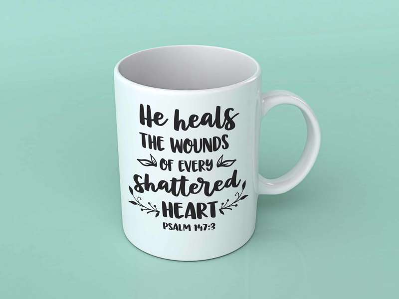 He heals the wounds coffee mug