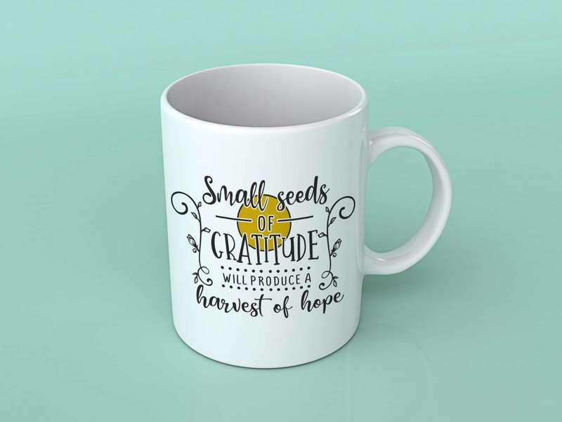 Small seeds of Gratitude coffee mug