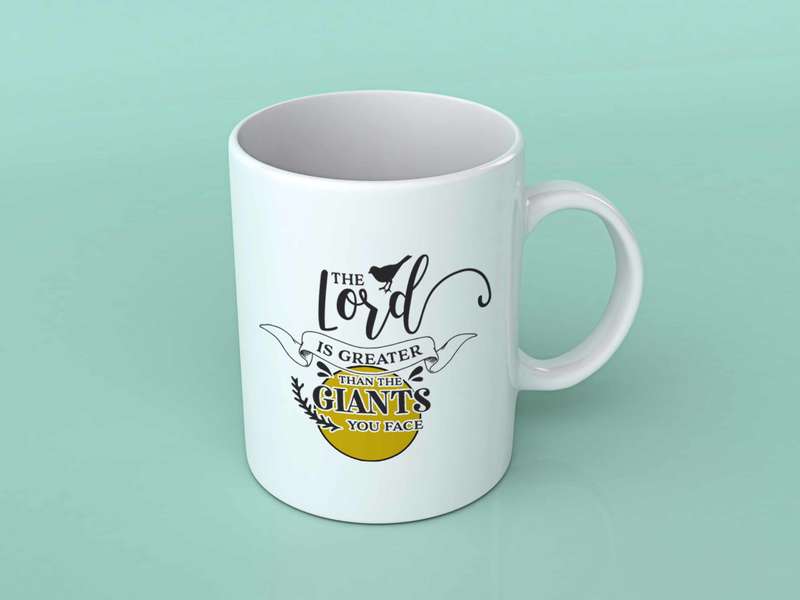 The Lord is Greater than the giants coffee mug