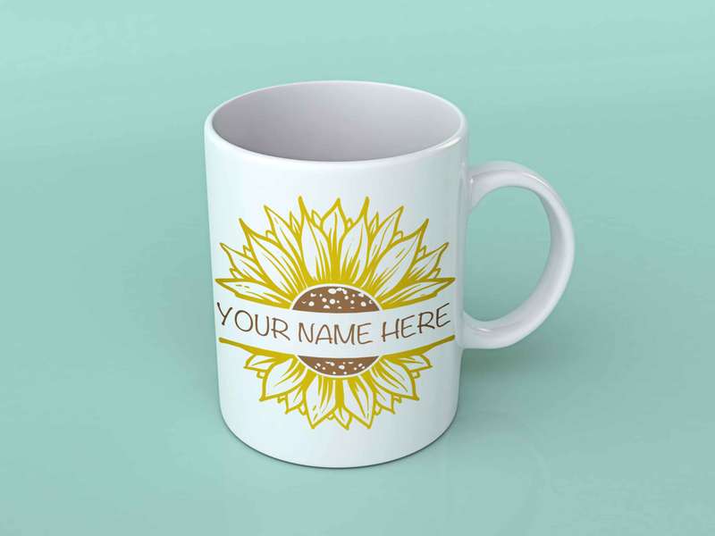 Sunflower monogram coffee mug