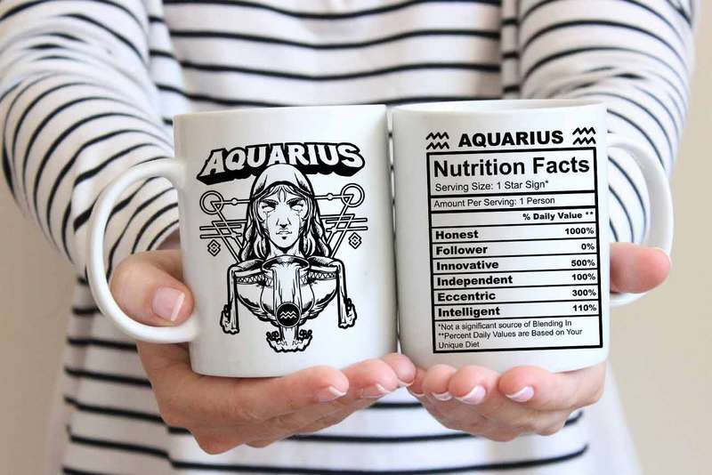 Aquarius star sign nutrition facts coffee mug