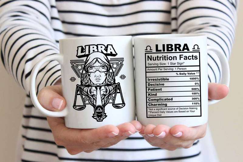 Libra star sign nutrition facts coffee mug
