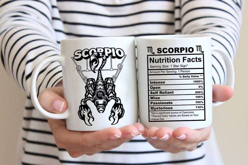 Scorpio star sign nutrition facts coffee mug