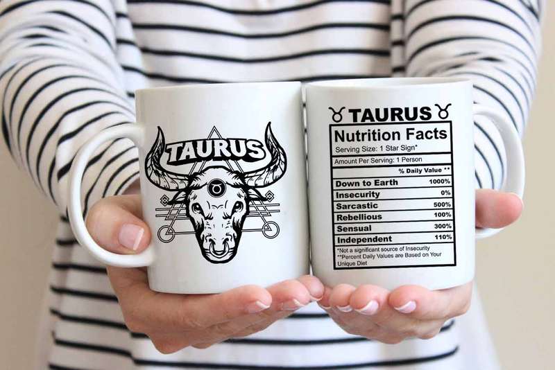Taurus star sign nutrition facts coffee mug