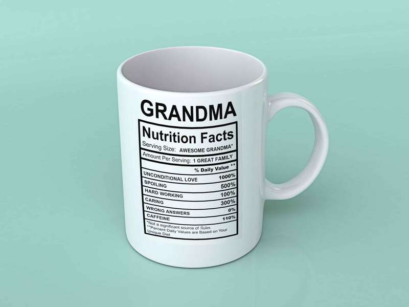 Grandma Nutritional facts coffee mug