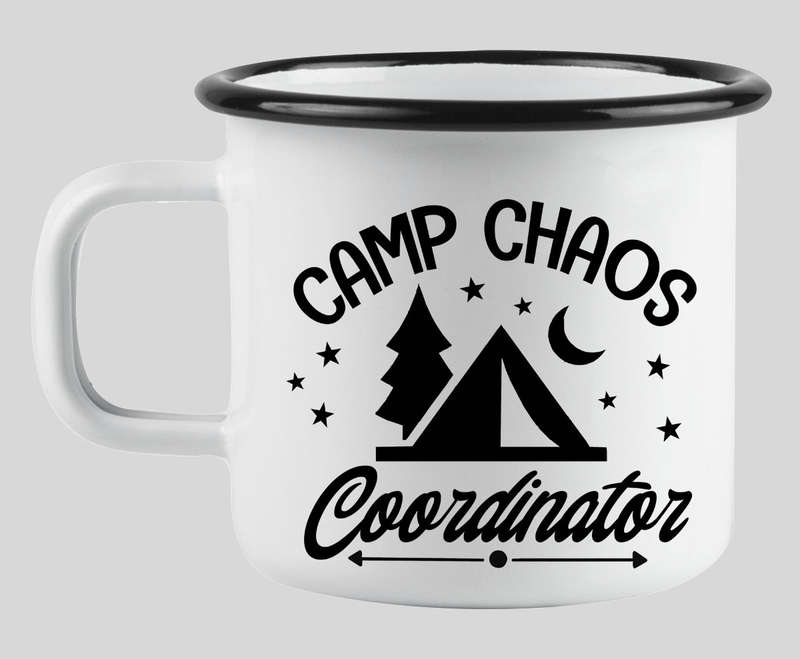 Camp chaos coordinator enamel mug