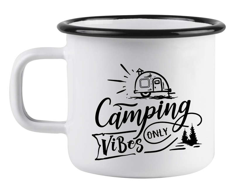 Camping vibes only enamel mug