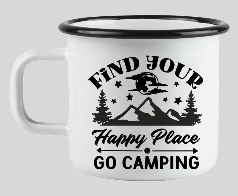 Find your happy place enamel mug