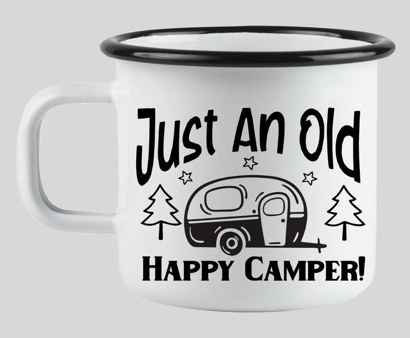 Just an old Happy camper enamel mug