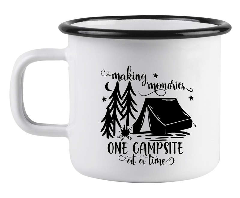 Making memories one campsite at a time enamel mug
