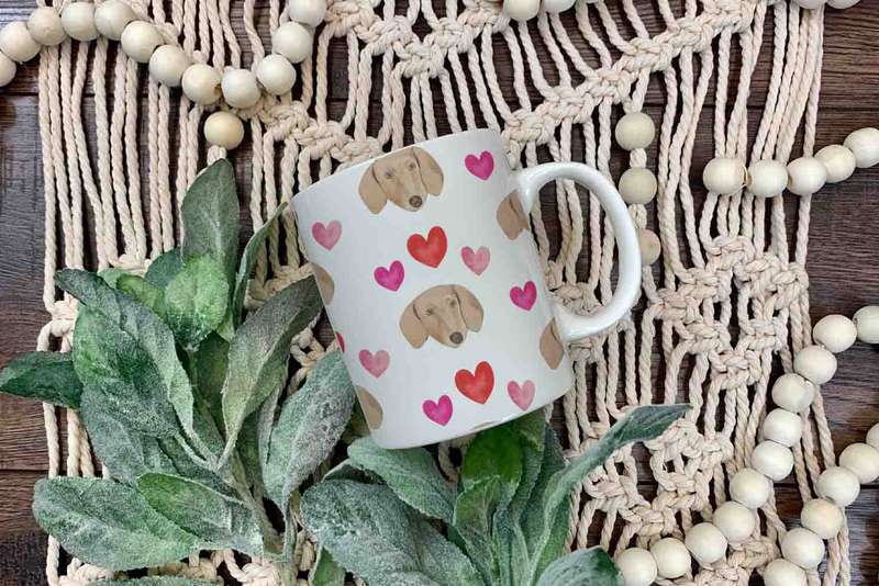 Dachshund and hearts pattern 2 mug