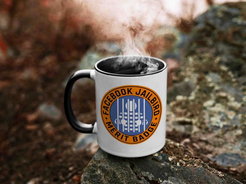 Facebook prison merit badge coffee mug