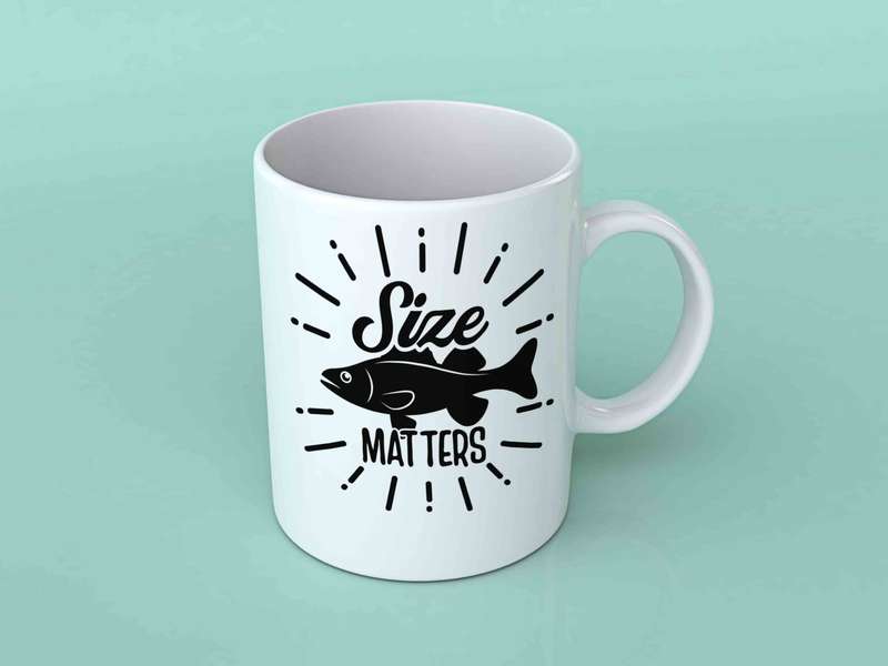 Size matters fishing coffee mug