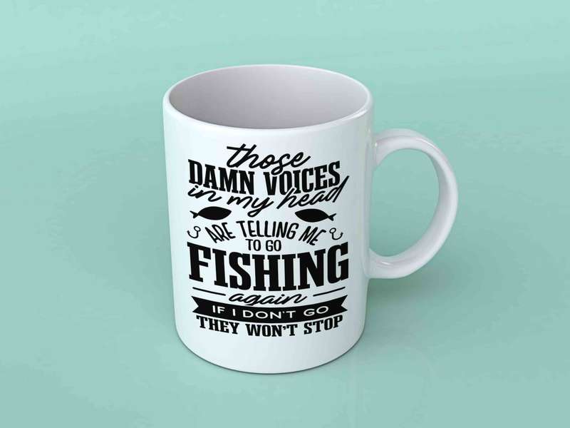 Those damn voices fishing coffee mug