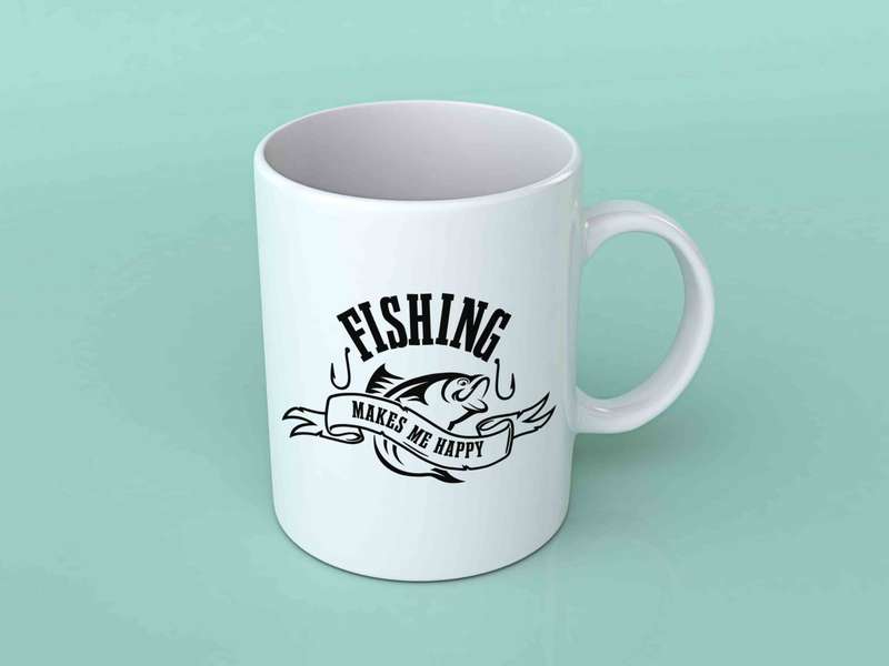 Fishing makes me happy coffee mug