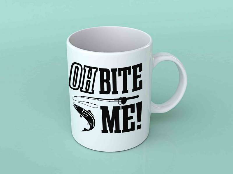 Oh bite me fishing coffee mug