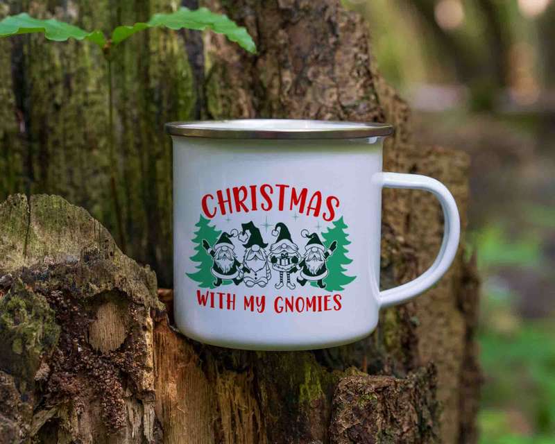Christmas With My Gnomies enamel mug