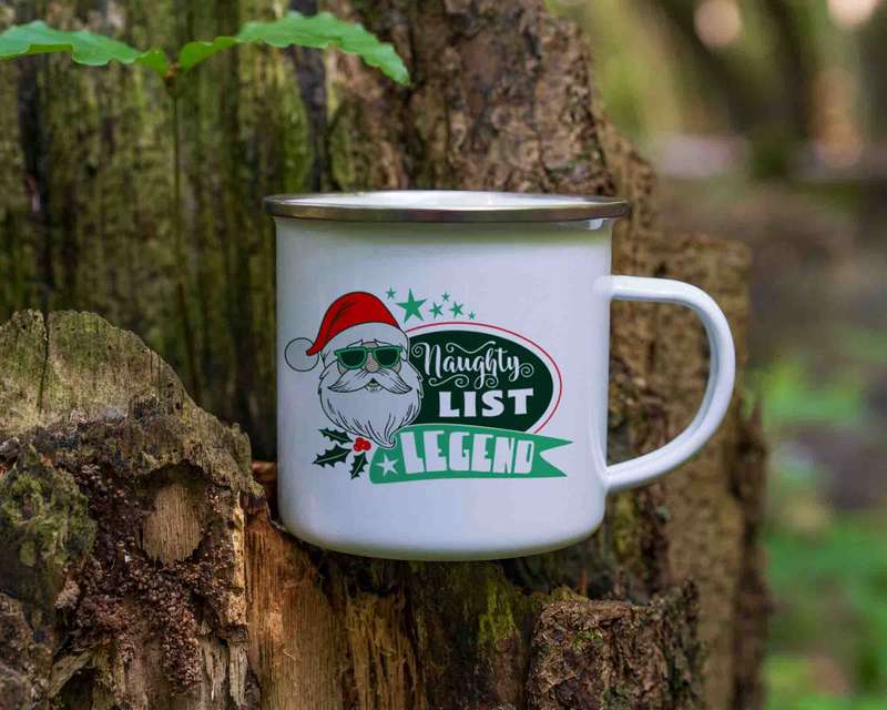 Christmas Naughty list legend enamel mug