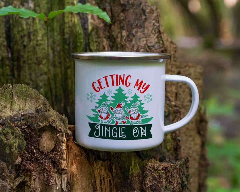 Christmas Getting my jingle on enamel mug