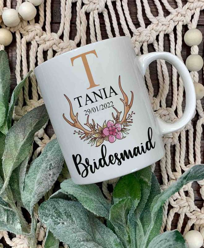 Bridesmaid coffee mug and antlers