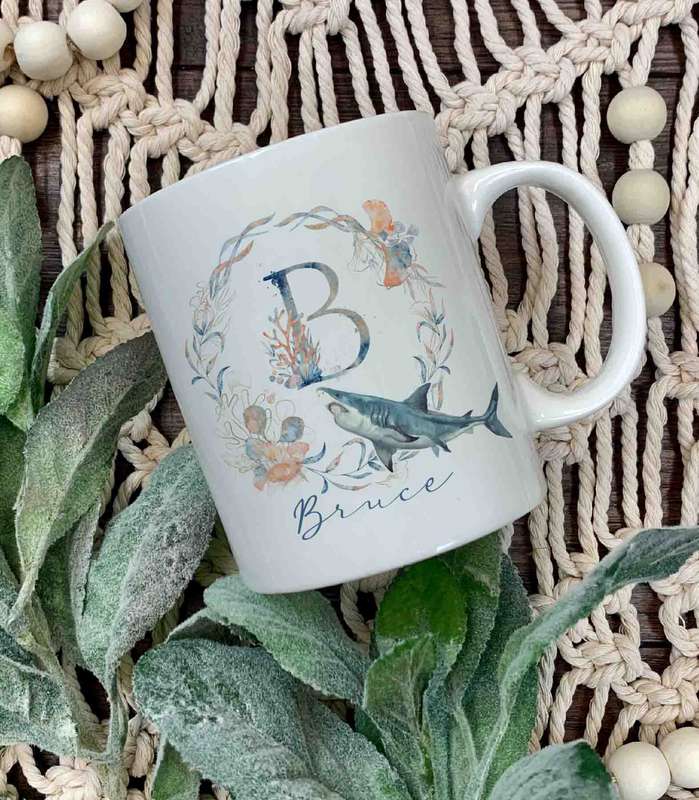 Shark name and initial mug