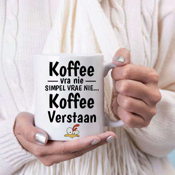 Koffee vra nie simpel vrae nie coffee mug