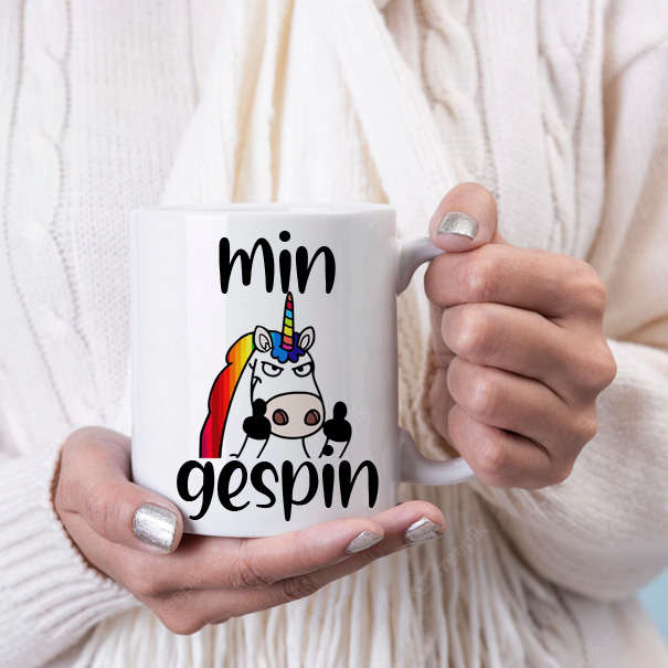 Min gespin middle finger unicorn coffee mug