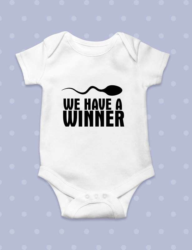 We have a winner baby grow 1