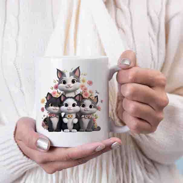 Cute 3D cats coffee mug 3