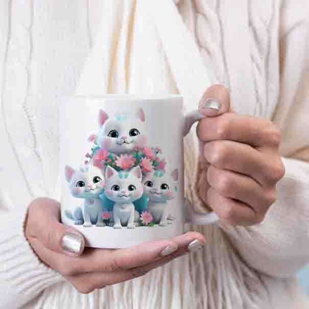 Cute 3D cats coffee mug 6