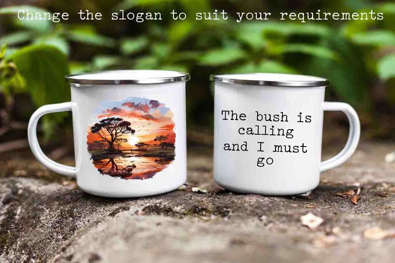 African sunset enamel mug