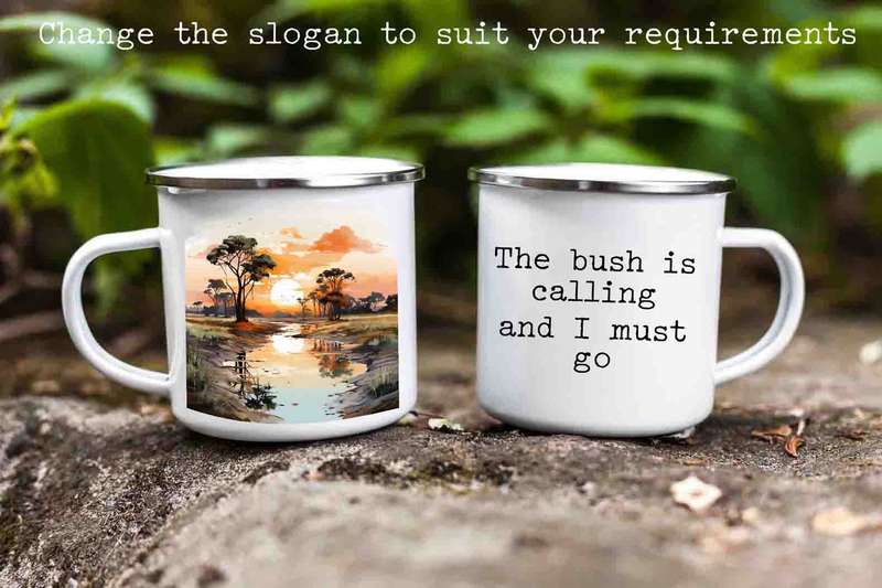 African landscape enamel mug 1