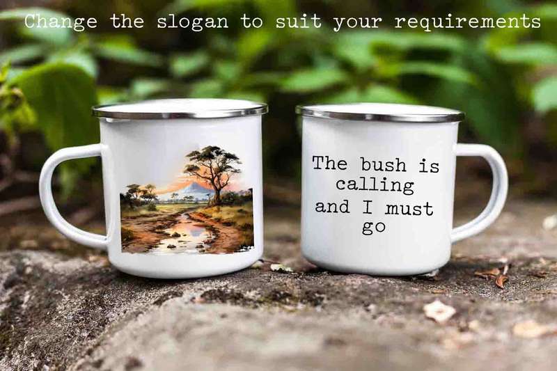 African landscape enamel mug 4