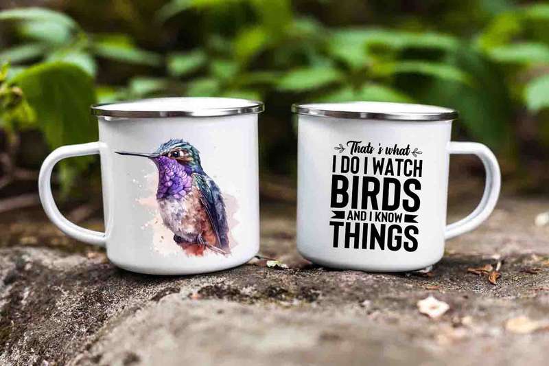 Bird watcher enamel mug 1