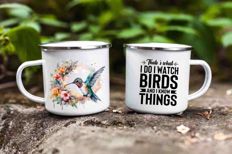 Bird watcher enamel mug 10
