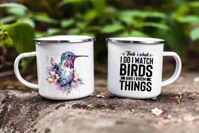 Bird watcher enamel mug 12