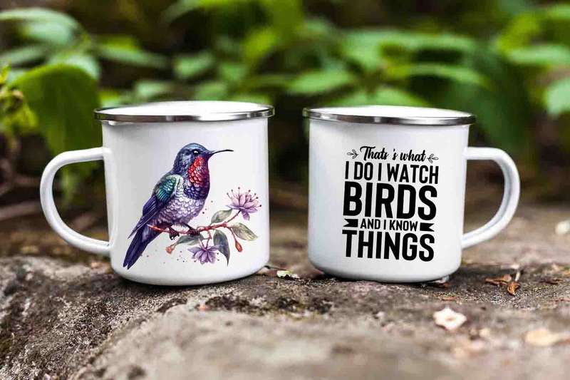 Bird watcher enamel mug 14