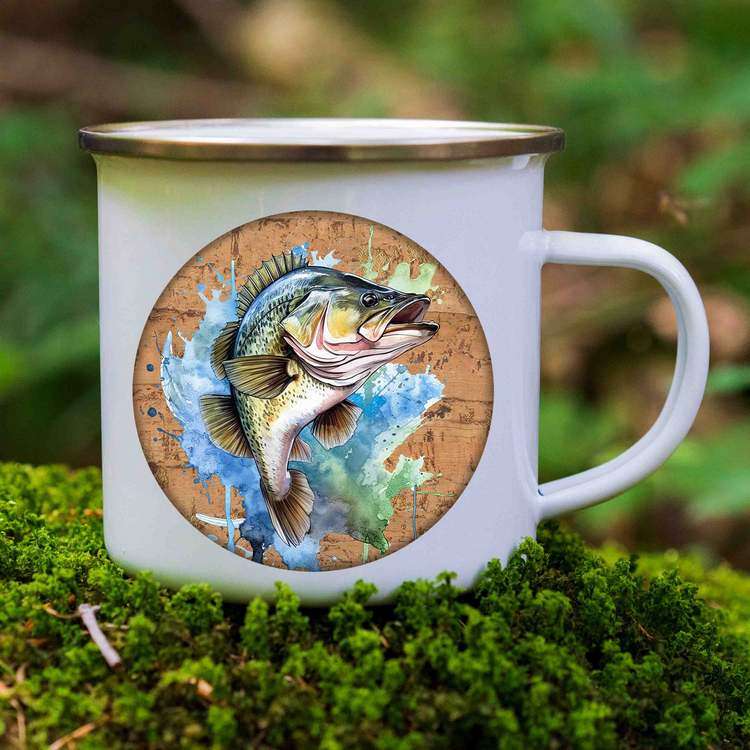 Fishing enamel mug design 3