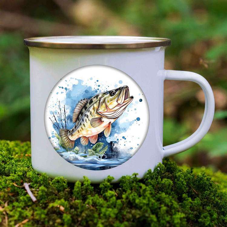 Fishing enamel mug design 4