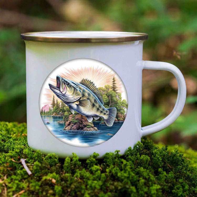 Fishing enamel mug design 6