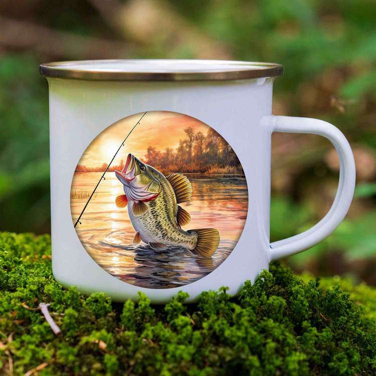 Fishing enamel mug design 7