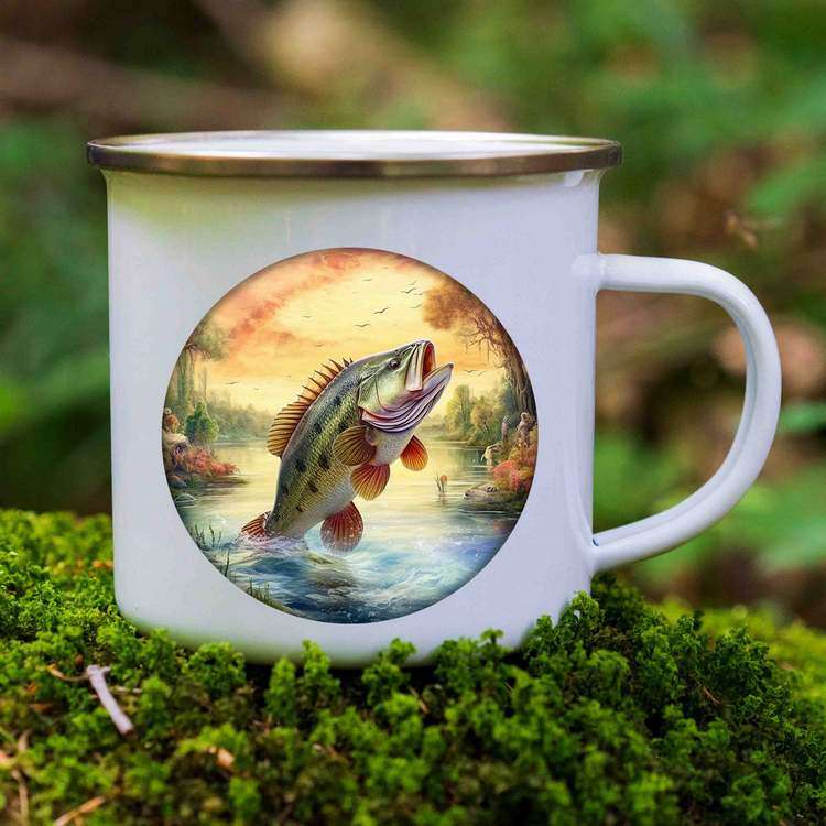Fishing enamel mug design 9
